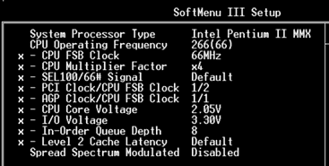 SoftMenu III en la BIOS de la ABIT BE6-II