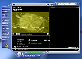 Pantallazo del Windows Media Player 8 incluido en Microsoft XP
